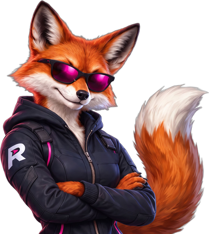 The RankSteer fox, arms crossed